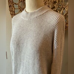 Cream Textured Crew Neck Sweater. Size Small. Can be unisex. Super soft .
